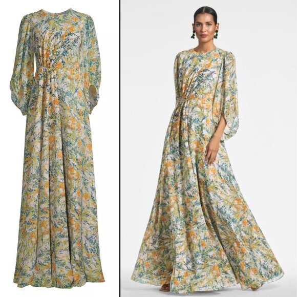 Sachin + Babi Dresses & Skirts - Sachin & Babi Size 6 Bianca Yellow Orange Blue Green Floral Gown Long Maxi Dress